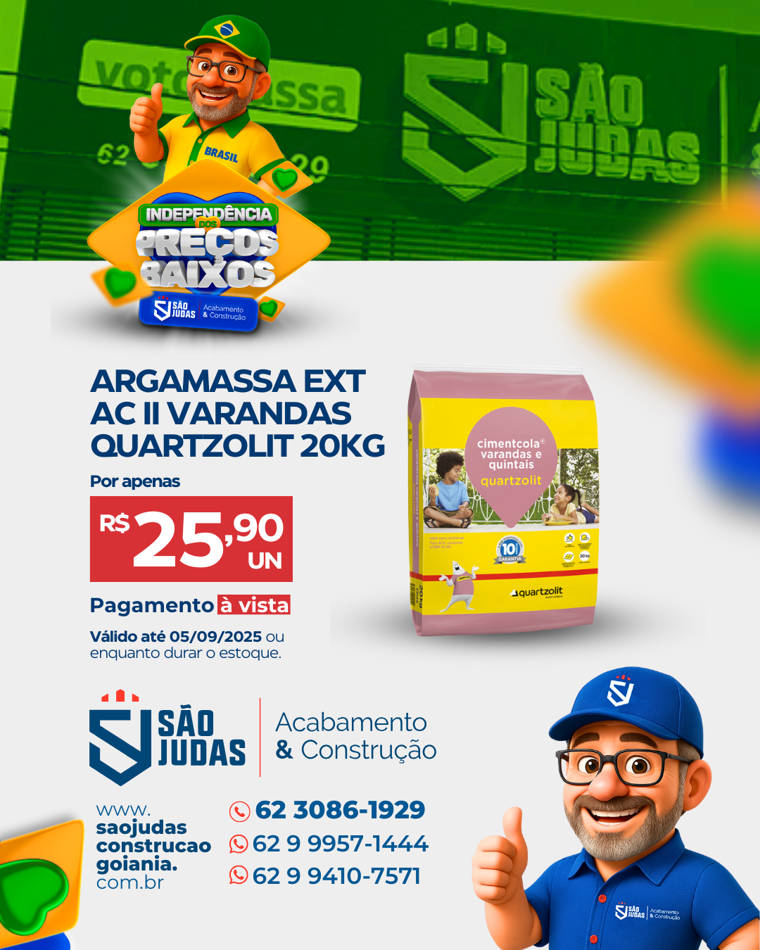 Argamassa Ext AC II varandas quartzolit 20kg