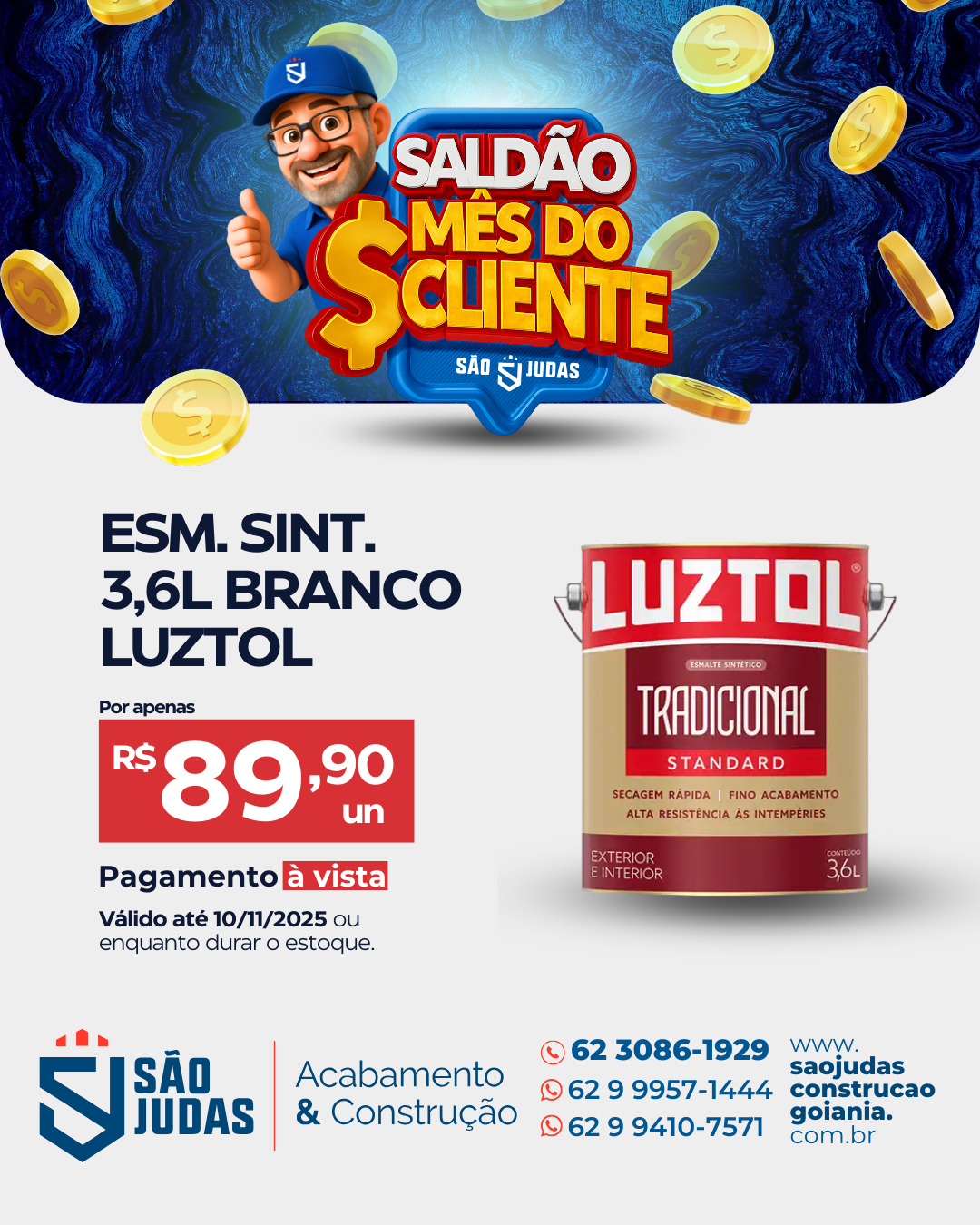 Esmalte sintético 3,6l branco luztol