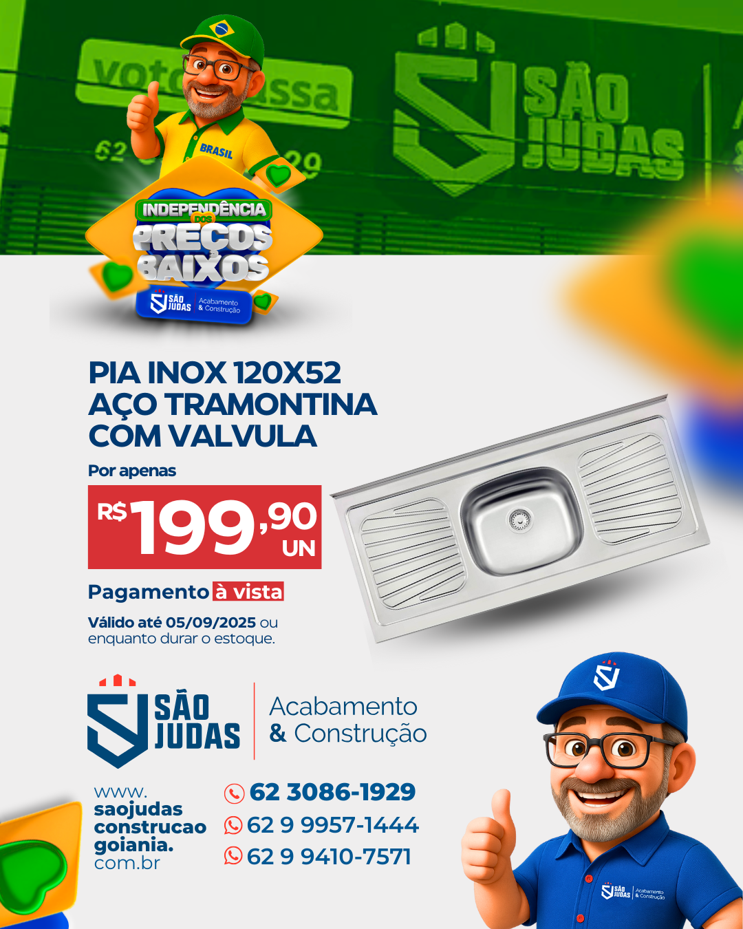 Pia Inox 120x52 Aço Tramontina com valvula
