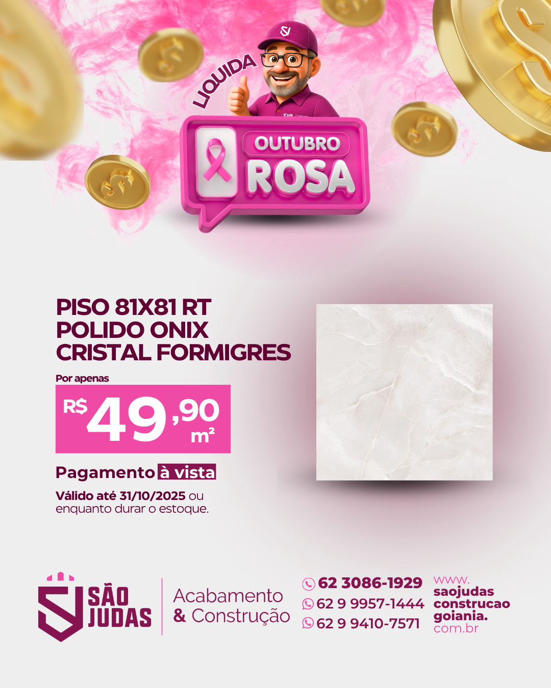 Piso 81x81 RT POLIDO ONIX CRISTAL FORMIGRES
