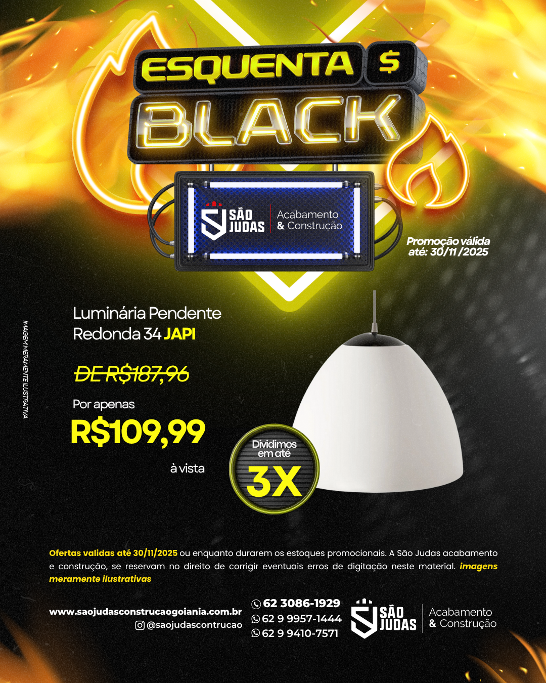 Luminária Pendente Redonda 34 JAPI