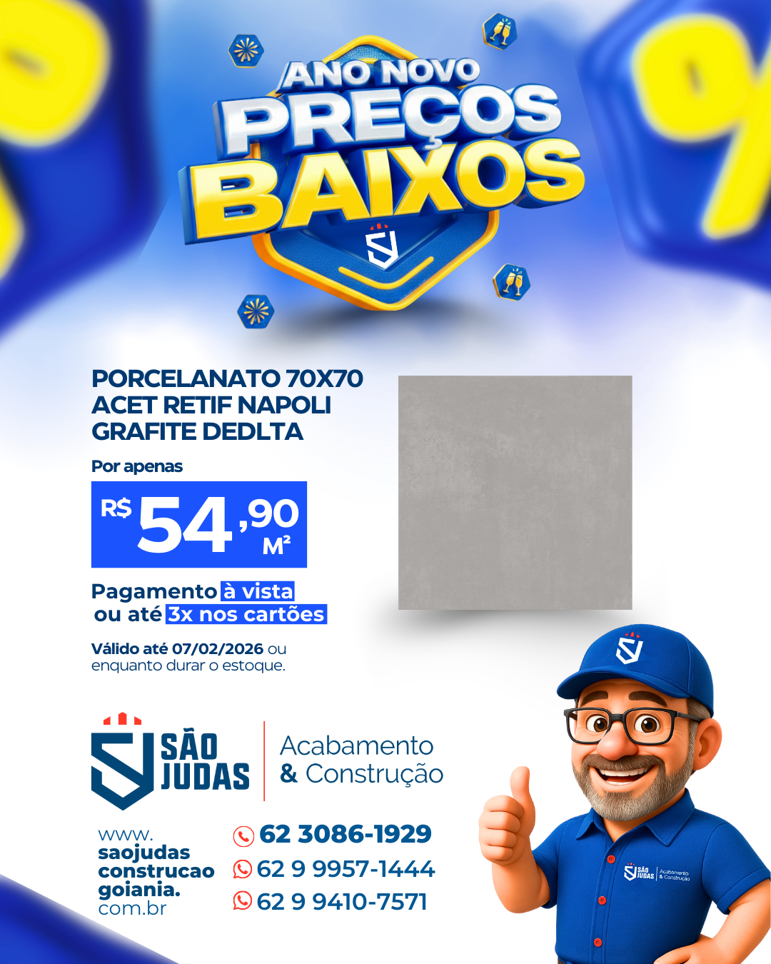 porcelanato 70x70 acet retif napoli grafite dedlta