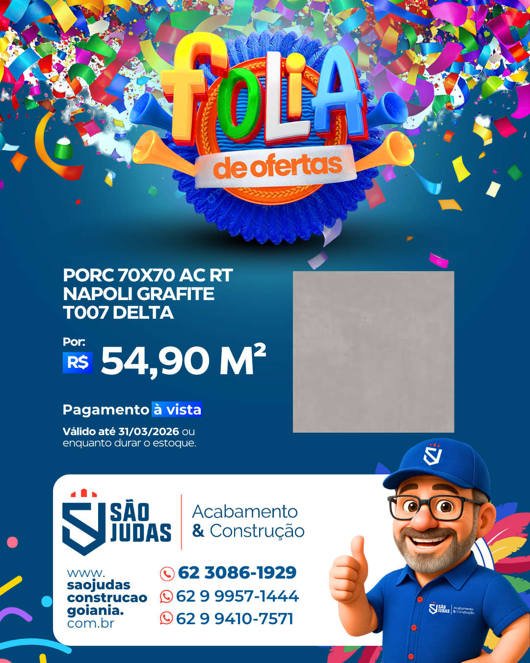 PORC 70X70 AC RT NAPOLI GRAFITE T007 DELTA