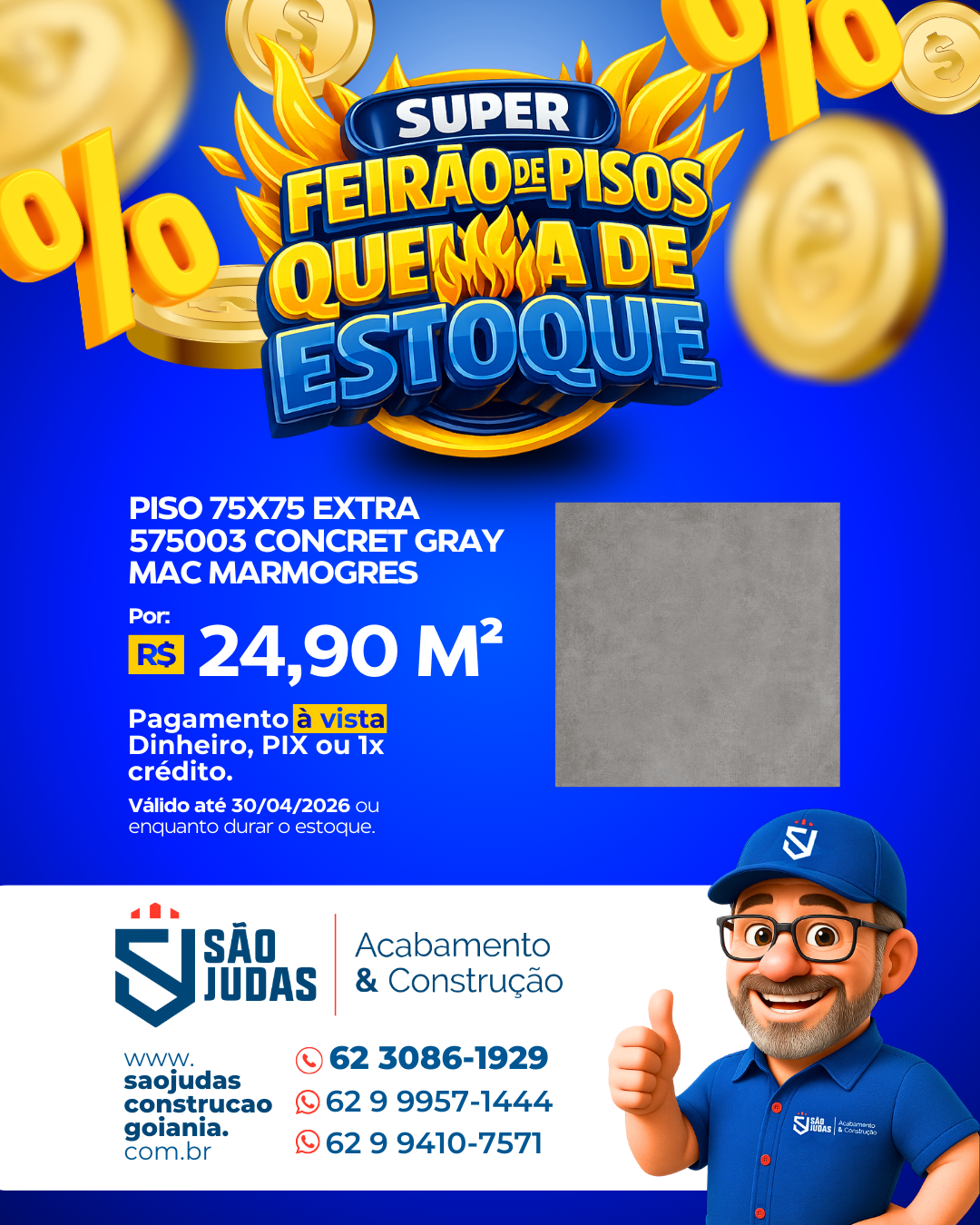 Piso 75x75 Extra 575003 Concret Gray Mac MARMOGRES