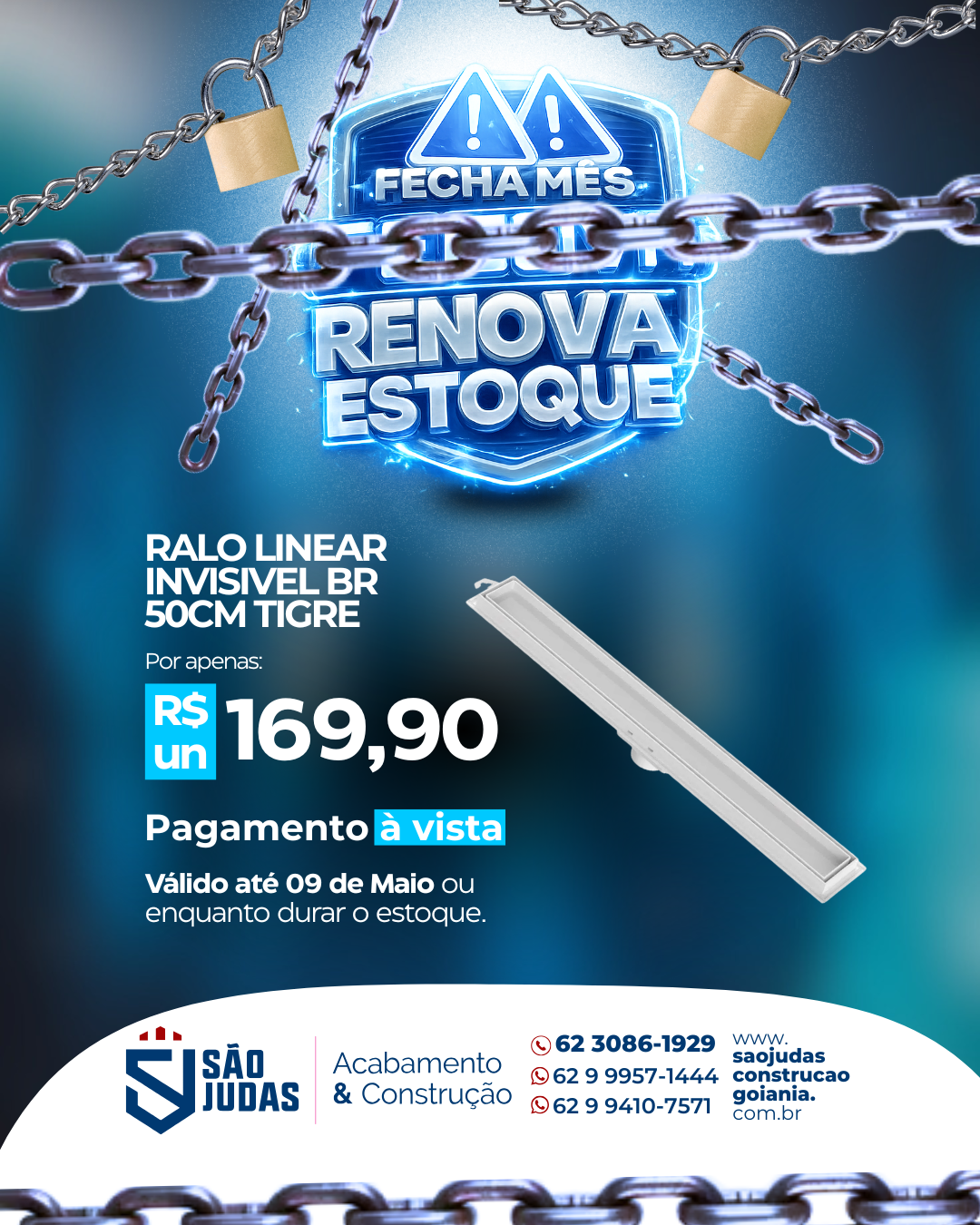 ralo linear invisivel br 50cm tigre