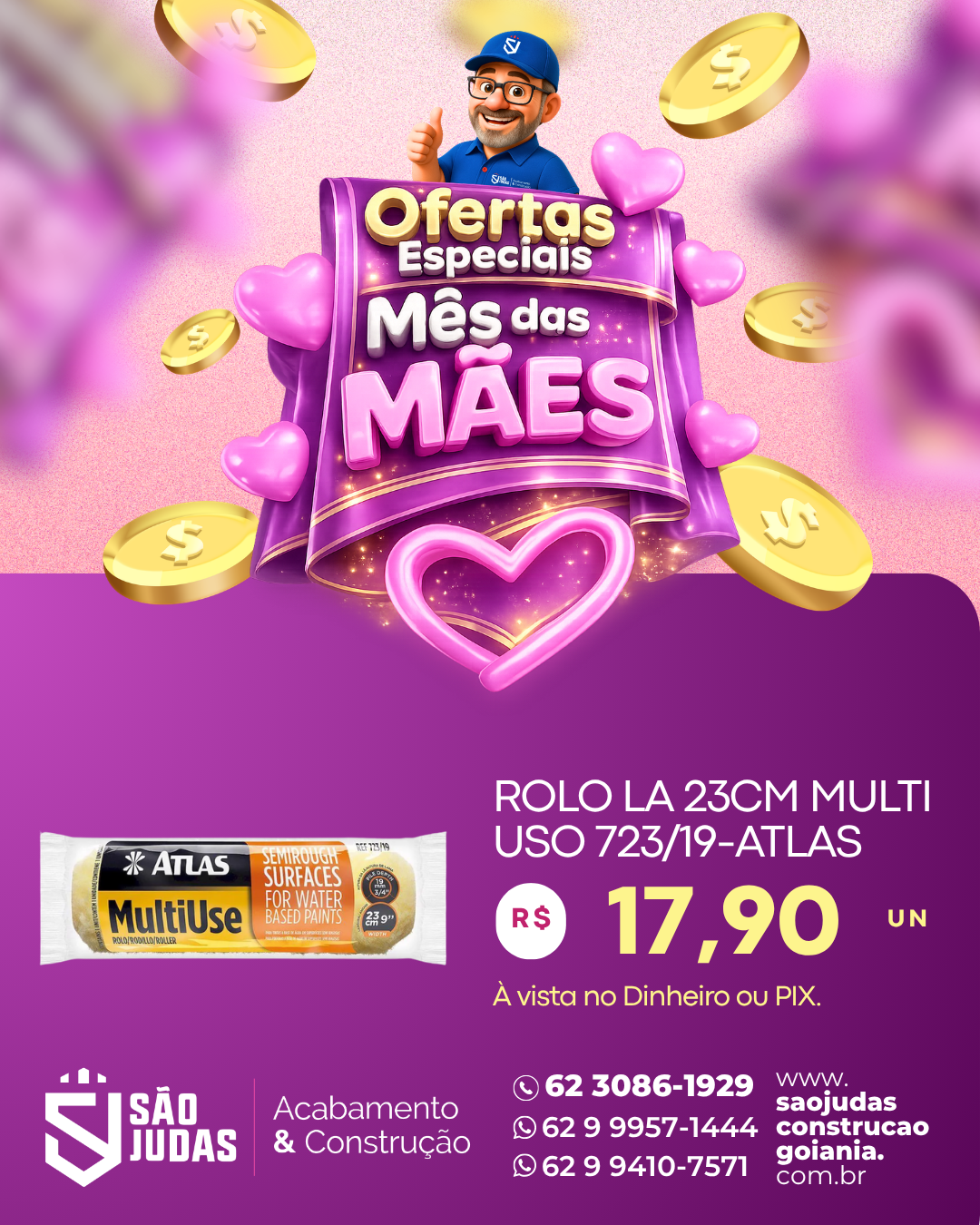 Rolo Lã 23cm Multi Uso 723/19-Atlas