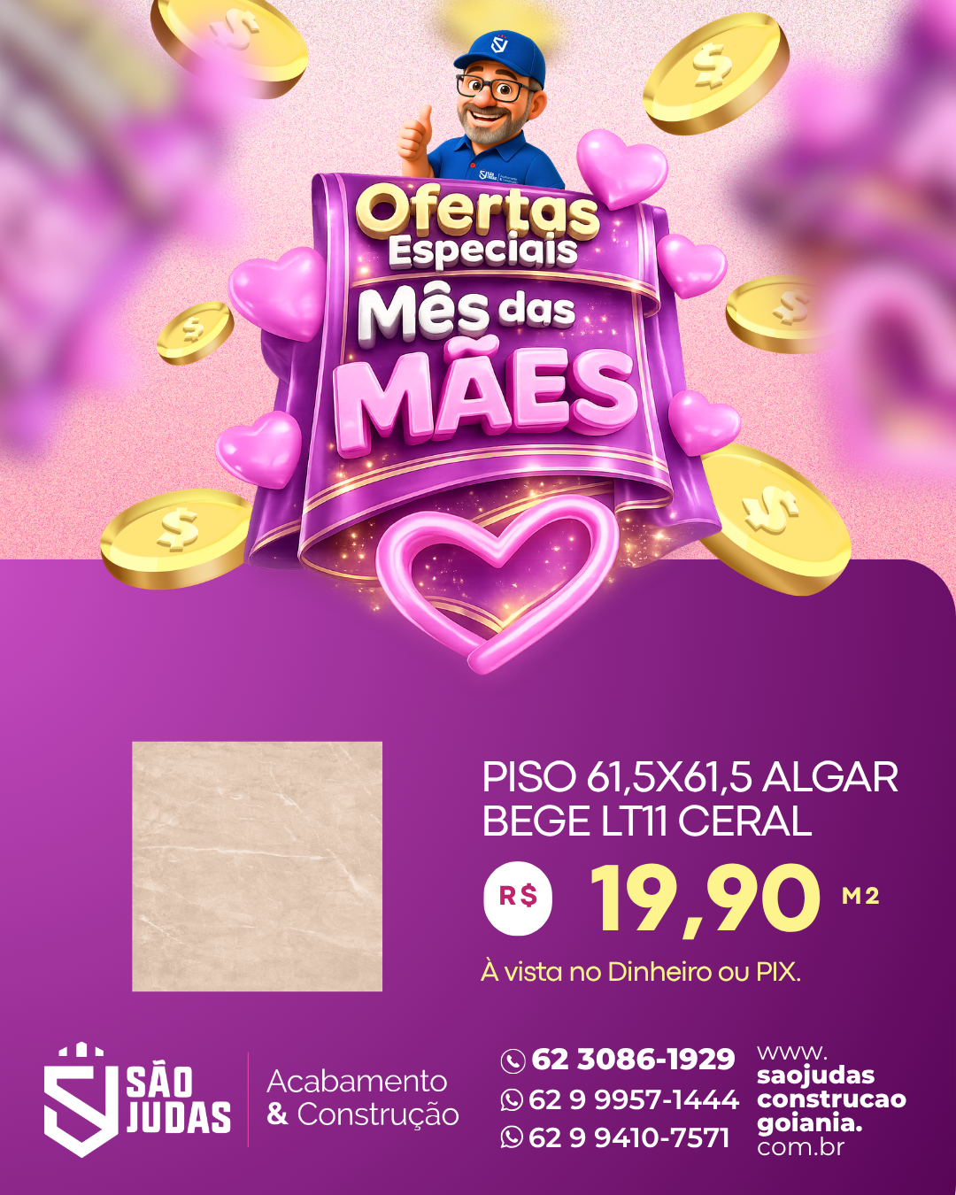PISO 61,5X61,5 ALGAR BEGE LT11 CERAL
