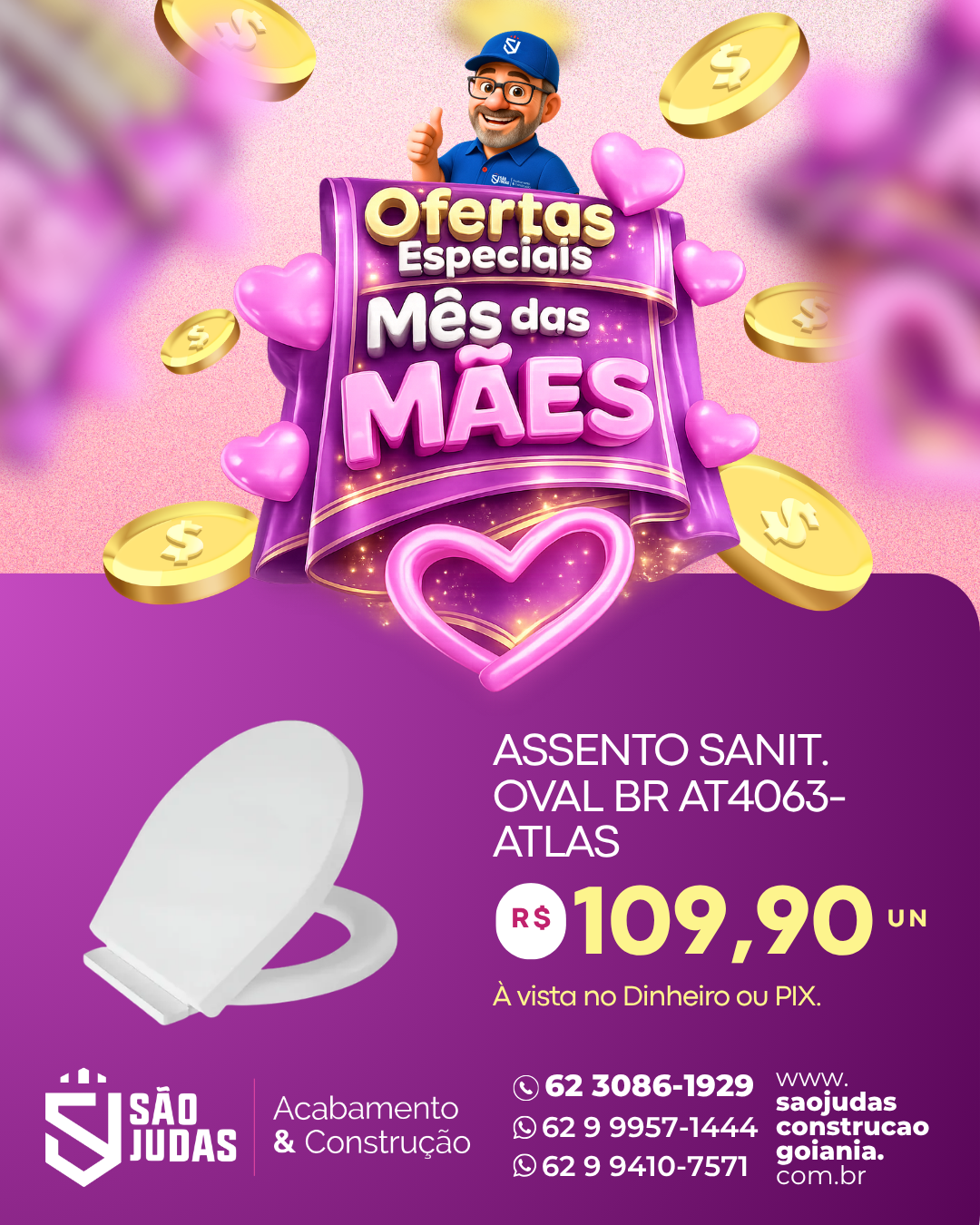 Assento Sanit. Oval Br AT4063-Atlas