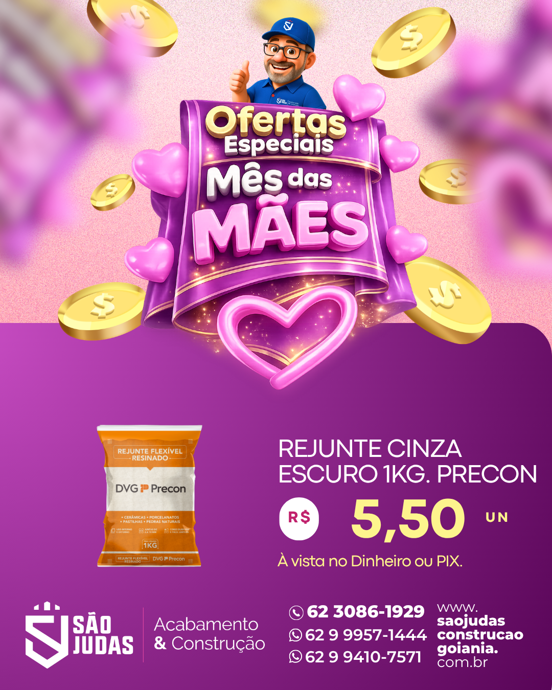 Rejunte Cinza Escuro 1kg. Precon