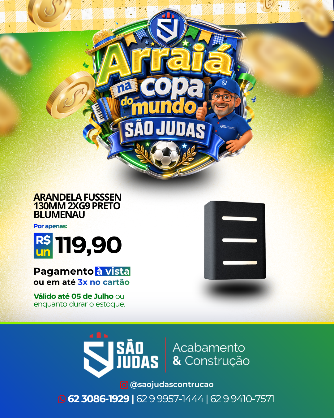 arandela fusssen 130mm 2xg9 preto blumenau