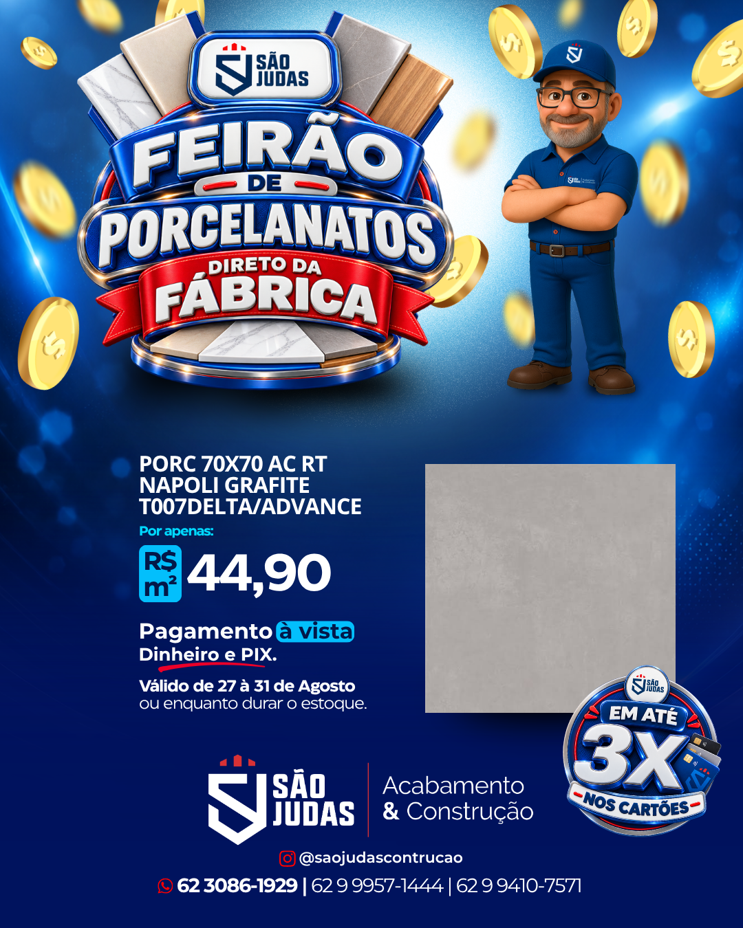 PORC 70x70 AC RT NAPOLI GRAFITE T007DELTA/ADVANCE