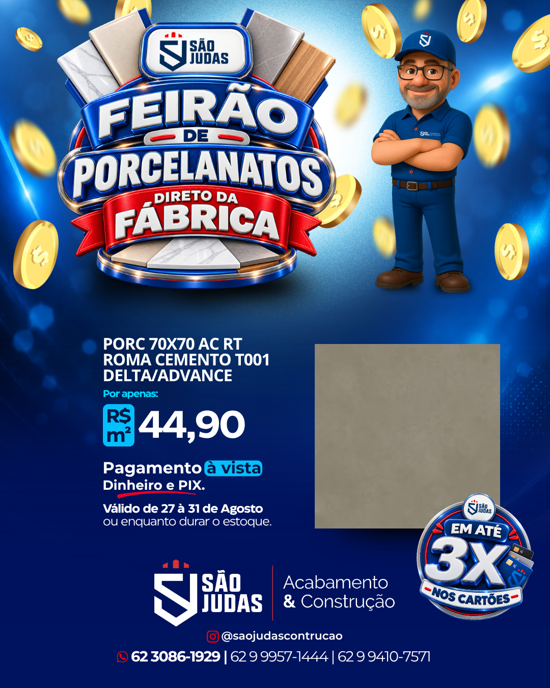 PORC 70x70 AC RT ROMA CEMENTO T001 DELTA/ADVANCE