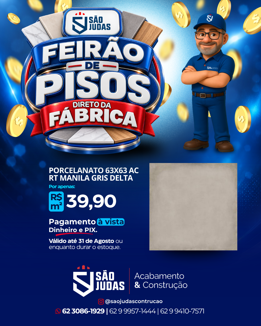 porcelanato 63x63 ac rt manila gris delta