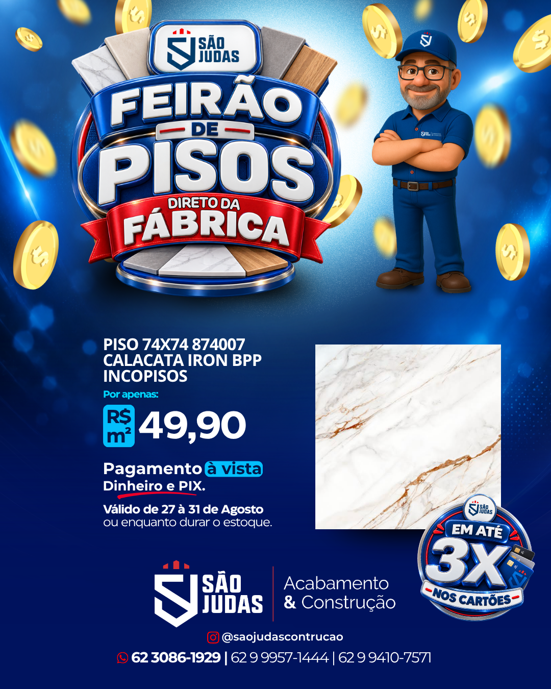 Piso 74x74 874007 Calacata Iron BPP INCOPISOS