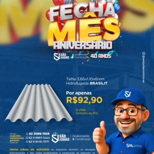 Telha 3,66x1,10x6mm Hidrofugada BRASILIT