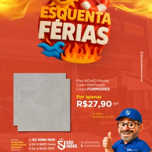 Piso 60x60 House Color Retificado Cinza FORMIGRES